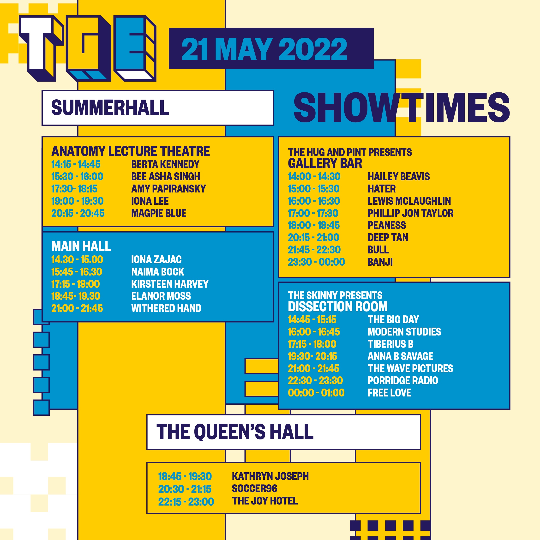 Line up and stage times