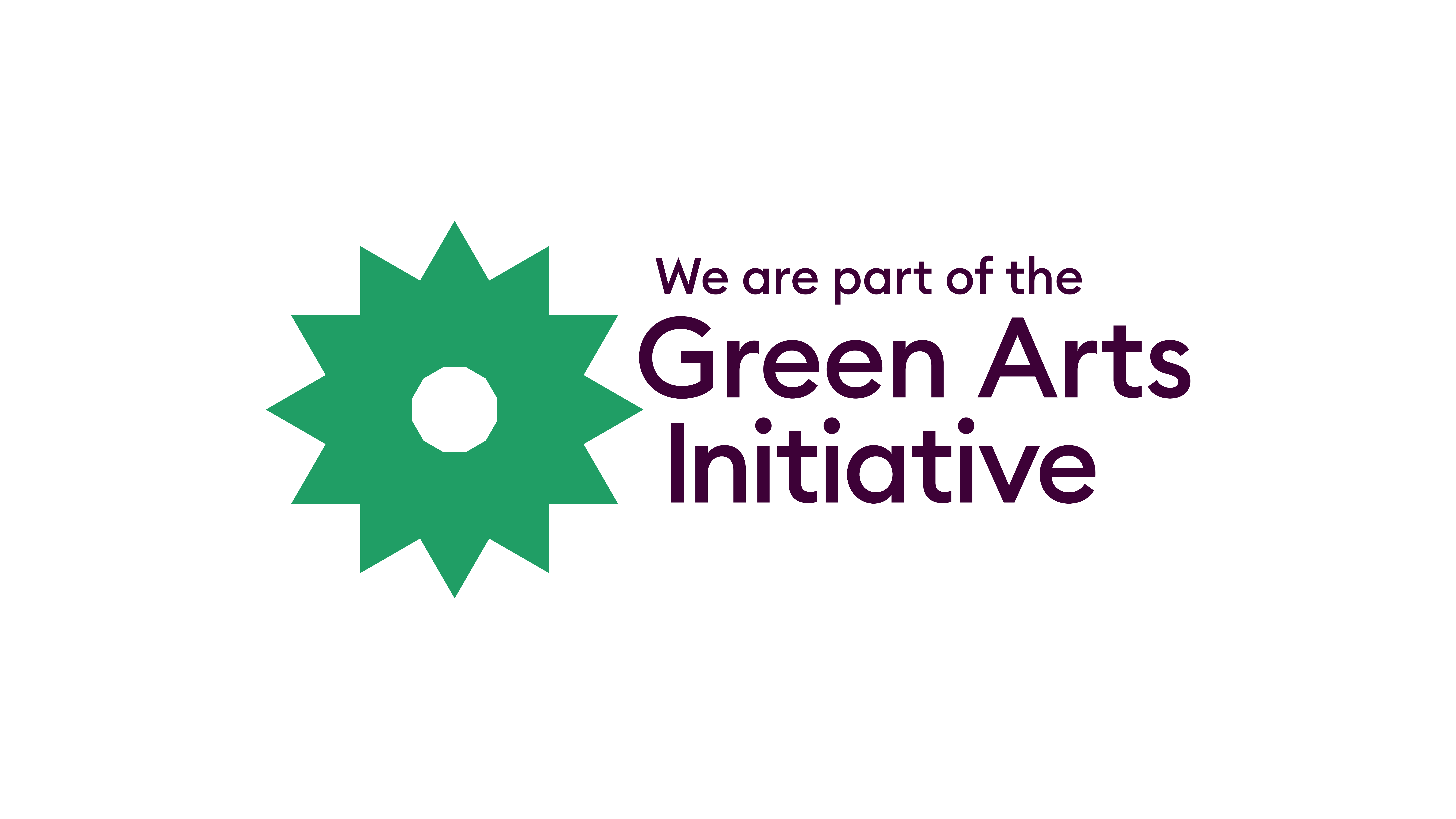 A green star with black words reading We are part of the Green Arts Initiative