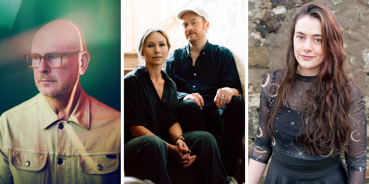 Separate images of Philip Selway, Nina Persson and James Yorkston and Marjolein Robertson