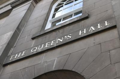 The Queen's Hall restored brass sign