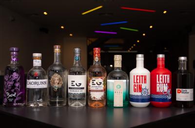 Scottish gin and rum selection