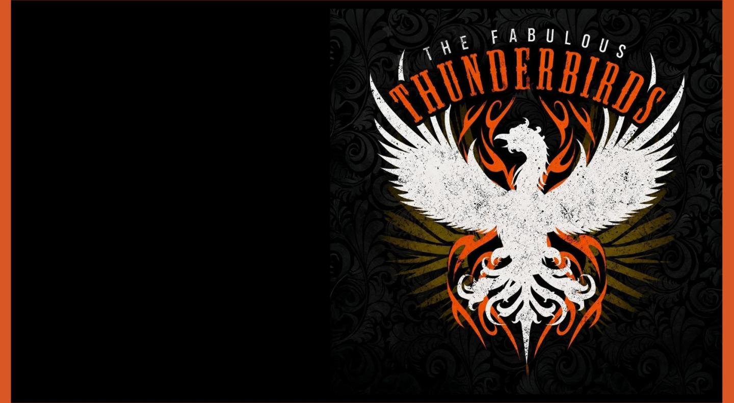The logo for the Fabulous Thunderbirds on a black background