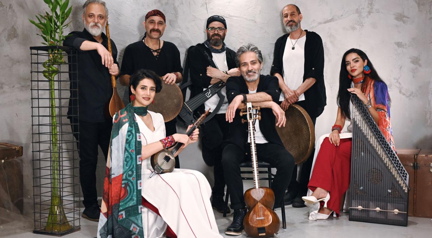 The band rastak with their instruments