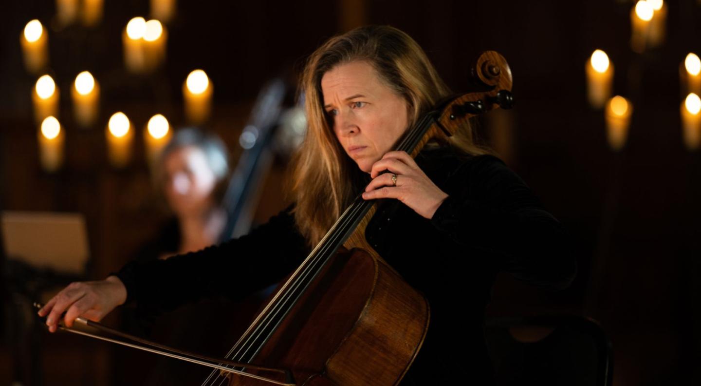 A musician playing the cello