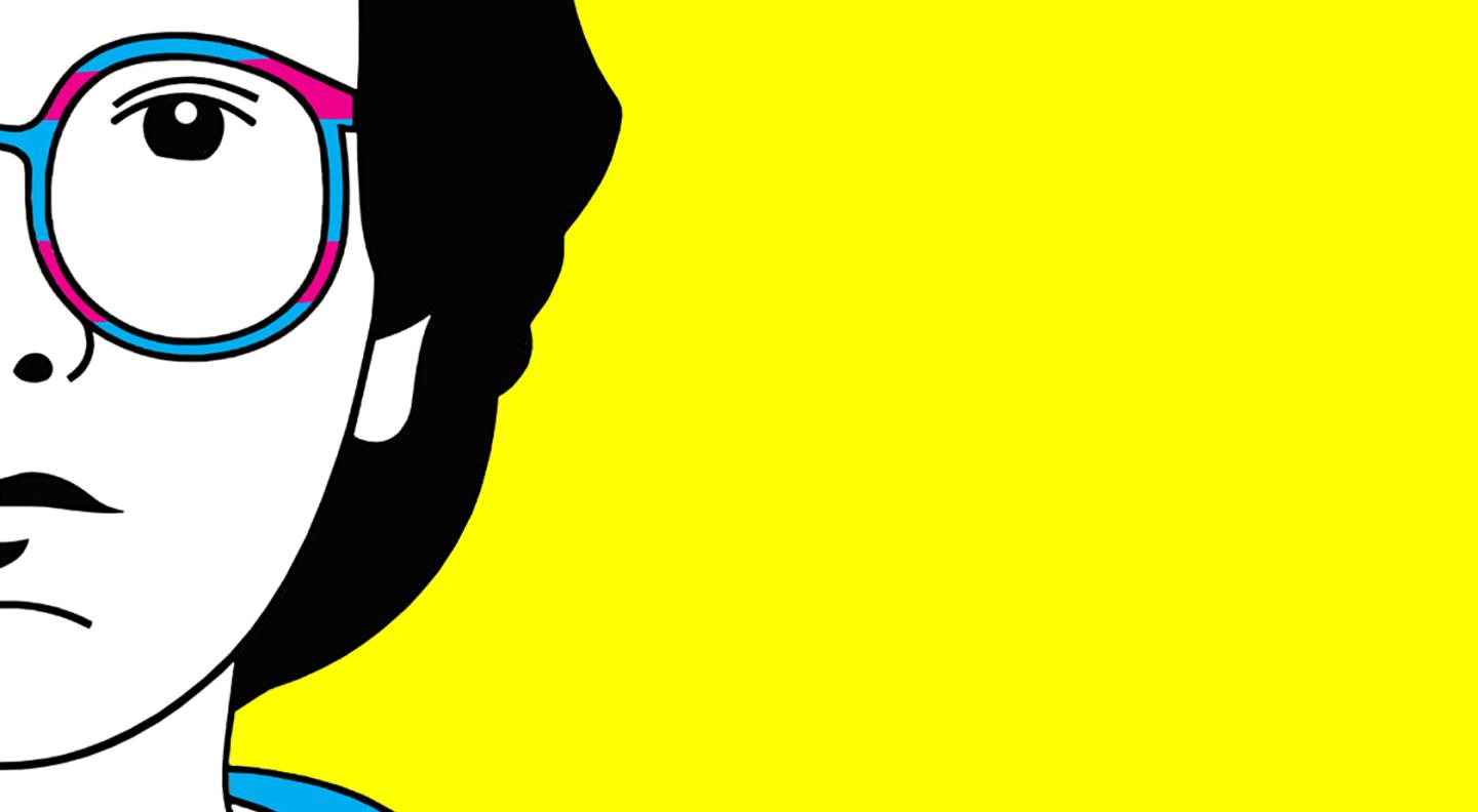 A stylised cartoon image of Trevor Horne- a man wearing glasses with black hair